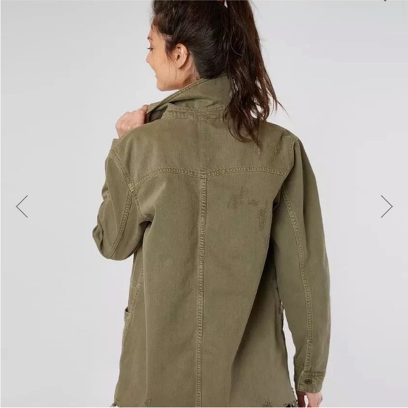 Free People Moonchild Military Jacket Olive Green Women’s Small Boho Utility - Picture 3 of 6